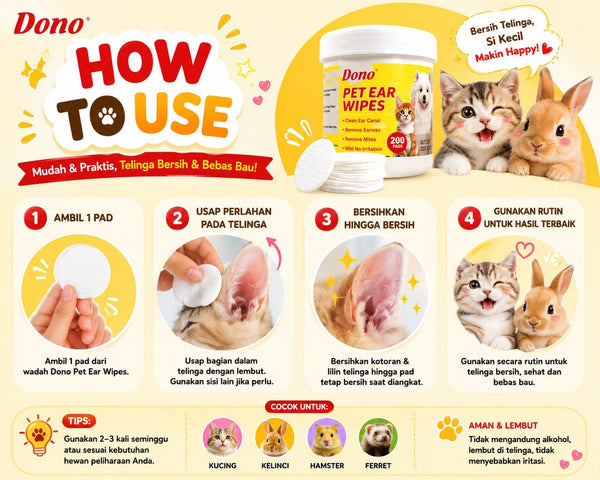 DONO Tisu Basah Pembersih Telinga Pet Ear Wipes 200pcs Grooming Pet Care NoBrand 