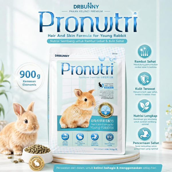 DRBUNNY Makanan Kelinci Pronutri Hair And Skin For Young Rabbit 900g Hobi & Koleksi > Perawatan Hewan > Makanan & Vitamin Hewan Dr Bunny 