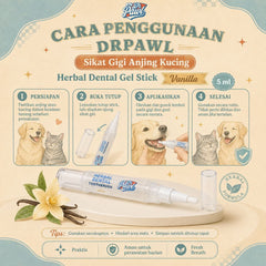 DRPAWL Sikat Gigi Anjing Kucing Herbal Dental Gel Stick Vanilla 5ml Grooming Pet Care Tidak ada merek 