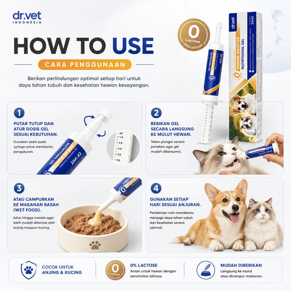 DR.VET Vitamin Anjing Kucing Pet Immune Booster Nutritional Gel 30ml Pet Vitamin & Supplement NoBrand 