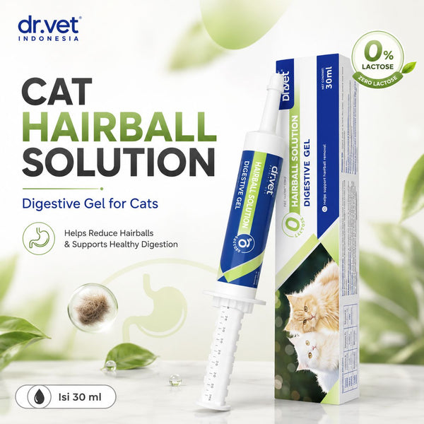 DR.VET Vitamin Kucing Cat Hairball Solution Digestive Gel 30ml Pet Vitamin & Supplement NoBrand 