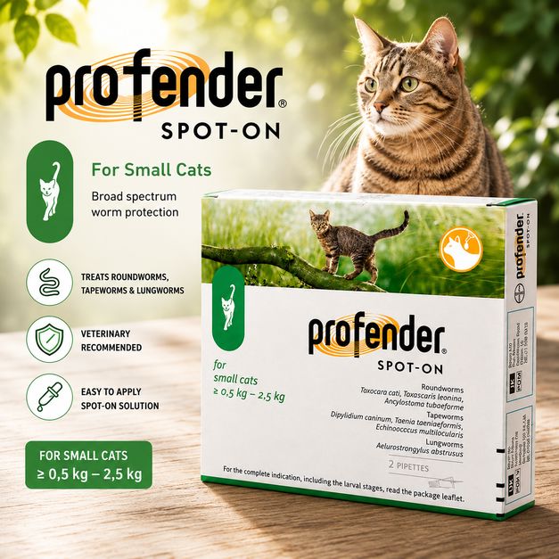 ELANCO Obat Cacing Profender Spot On 0,5kg-2,5kg Per Box (2pcs) no type Tidak ada merek 
