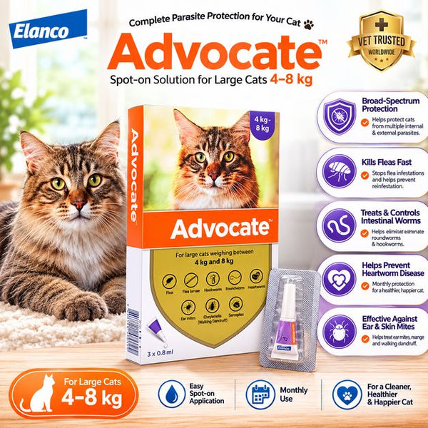ELANCO Obat Kutu Kucing ADVOCATE For Large Cat 4-8kg (1pcs) no type Tidak ada merek 