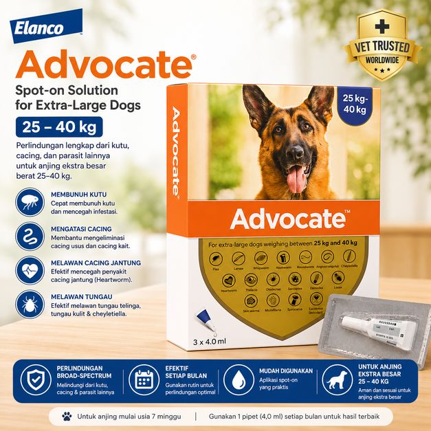ELANCO Obat Kutu Parasit Anjing ADVOCATE XL Dog 25-40kg no type Tidak ada merek 