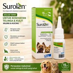 ELANCO Obat Telinga Hewan Surolan Ear Drops and Cutaneous Suspension 15ml no type Tidak ada merek 