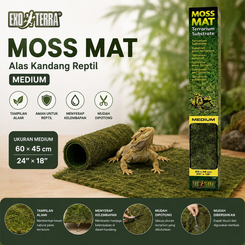 EXOTERRA Alas Kandang MOSS Mat Medium 45x60cm Reptile Supplies Tidak ada merek 