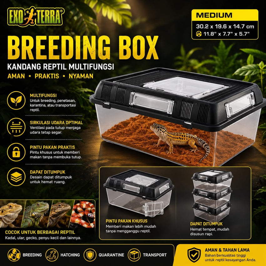EXOTERRA Kandang Reptil BREEDING Box Medium 30.2x19.6x14.7 cm no type Tidak ada merek 