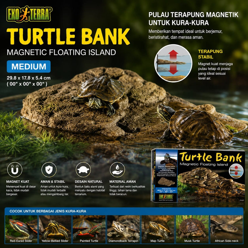 EXOTERRA Tempat Jemur Kura Air Turtle Bank Medium Reptile Supplies Tidak ada merek 