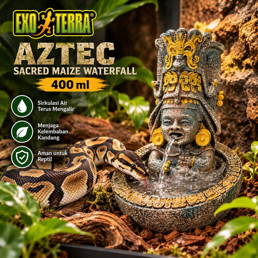EXOTERRA Tempat Minum Reptil AZTEC Sacred Maize Waterfall 400ml no type Tidak ada merek 
