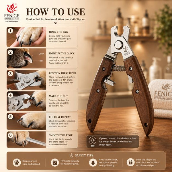 FENICE Pet Professional Wooden Nail Clipper Grooming Tools NoBrand 
