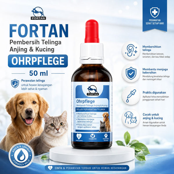 FORTAN Permbersih Telinga Anjing Kucing OHRPFLEGE 50ml no type Tidak ada merek 