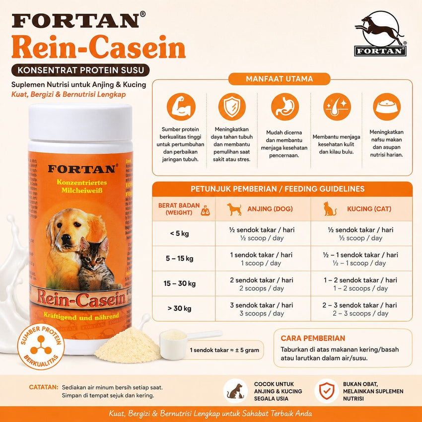 FORTAN Vitamin Anjing Kucing Rein Casein 100gr no type Tidak ada merek 