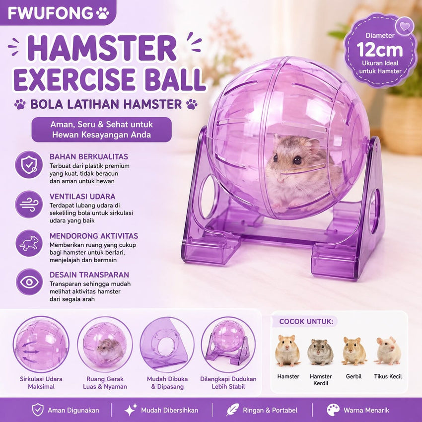 FWUFONG Mainan Hamster Hamster Exercise Ball 12cm Purple Small Animal Supplies Pet Republic Indonesia 