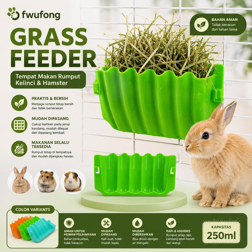 FWUFONG Tempat Makan Kelinci Hamster Grass Feeder Green Small Animal Supplies NoBrand 