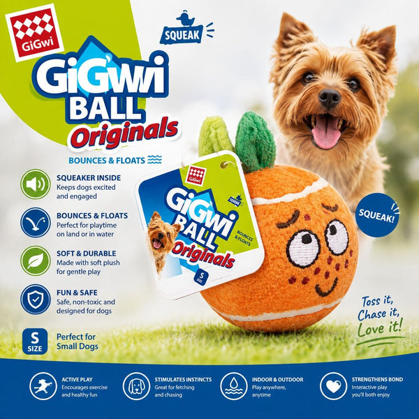 GIGWI 4162 Mainan Anjing Ball Originals Orange with Squeaker Small Dog Toy NoBrand 
