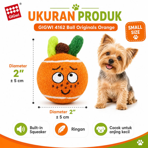 GIGWI 4162 Mainan Anjing Ball Originals Orange with Squeaker Small Dog Toy Tidak ada merek 