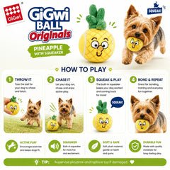 GIGWI 4163 Mainan Anjing Ball Originals Pineapple with Squeaker Small Dog Toy NoBrand 