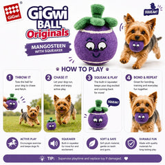 Gigwi 4164 Mainan Anjing Ball Originals Mangosteen with Squeaker Small Dog Toy NoBrand 