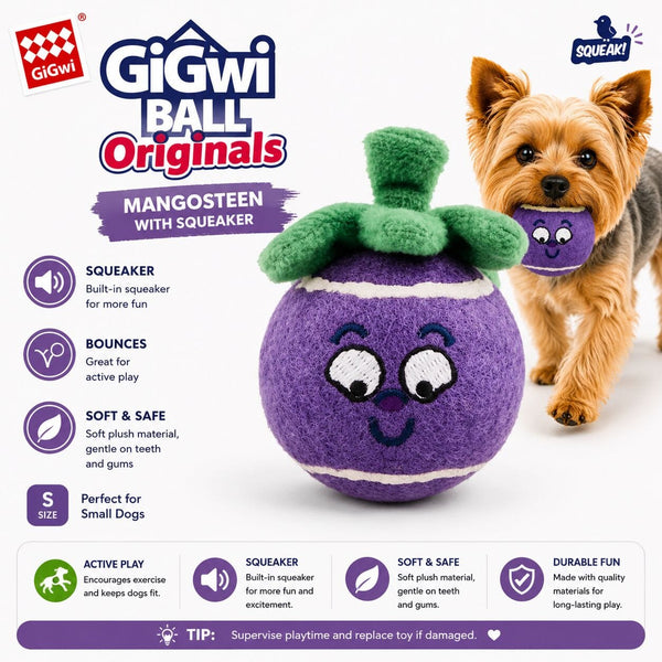 Gigwi 4164 Mainan Anjing Ball Originals Mangosteen with Squeaker Small Dog Toy NoBrand 