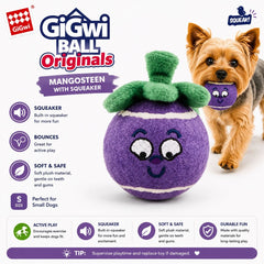 Gigwi 4164 Mainan Anjing Ball Originals Mangosteen with Squeaker Small Dog Toy NoBrand 