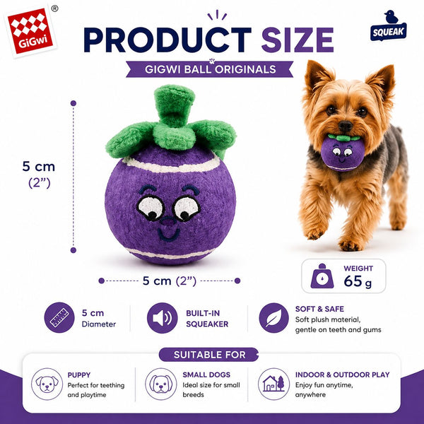 Gigwi 4164 Mainan Anjing Ball Originals Mangosteen with Squeaker Small Dog Toy Tidak ada merek 