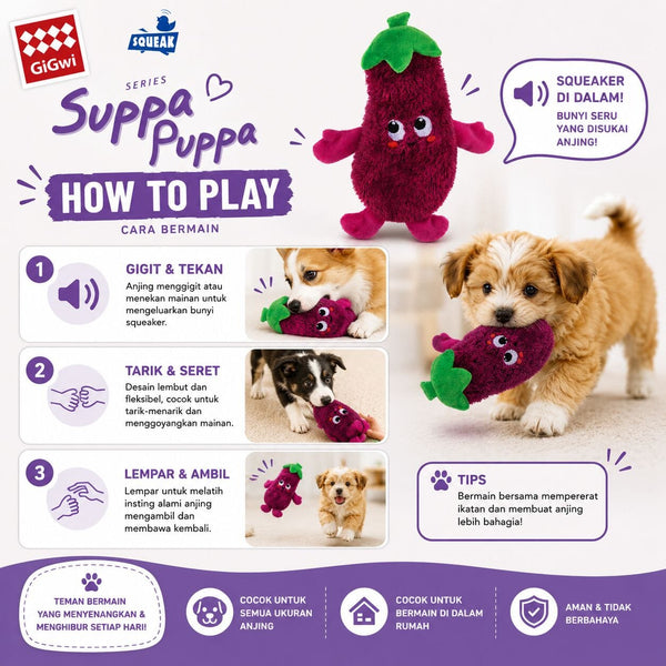 GIGWI 4178 Suppa Puppa Eggplant Dog Toy NoBrand 