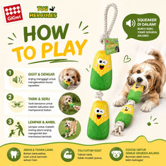 GIGWI 4257 Mainan Anjing Tug Hercules Corn Dog Toy NoBrand 