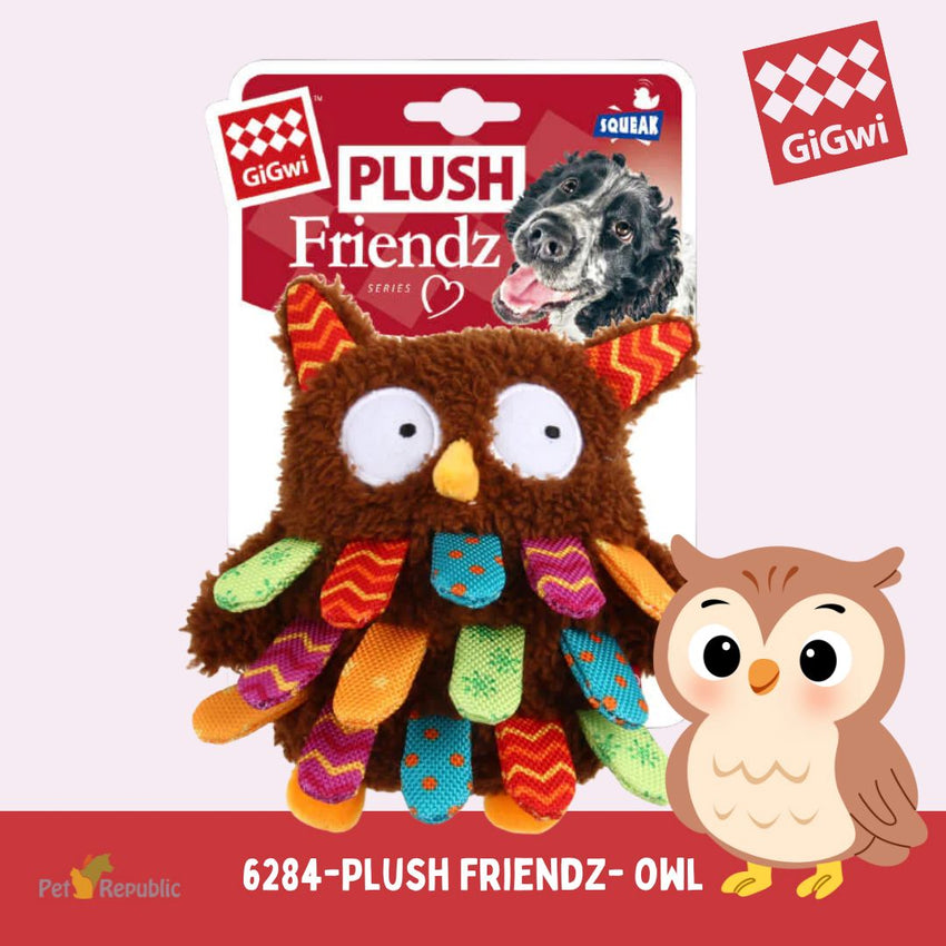 GIGWI 6134 Mainan Anjing OWL Plush Friendz With Squeaker no type Tidak ada merek 