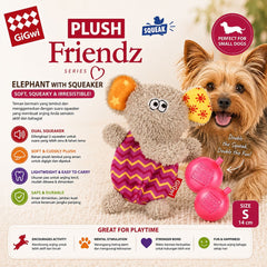 GIGWI 6227 Mainan Anjing Plush Friendz Elephant with Squeaker 14cm Dog Toy Tidak ada merek 