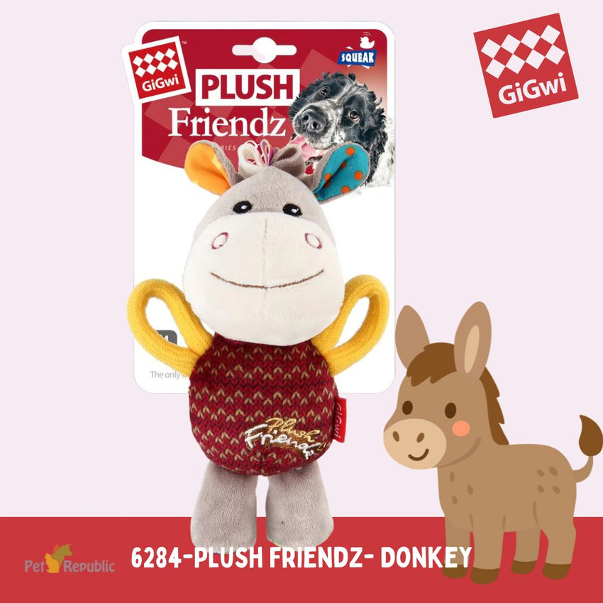 GIGWI 6284 Mainan Anjing DONKEY Plush Friendz With Squeaker no type GIGWI 