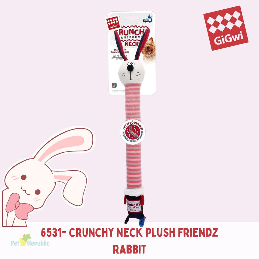 GIGWI 6531 Mainan Anjing Crunchy Neck Plush Friendz Rabbit 34cm no type Tidak ada merek 