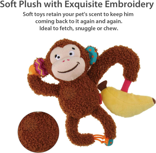 GIGWI 6796 Mainan Anjing Plush Friendz Monkey with squeaker and crinkle paper Dog Toy Tidak ada merek 