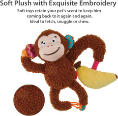 GIGWI 6796 Mainan Anjing Plush Friendz Monkey with squeaker and crinkle paper Dog Toy Tidak ada merek 