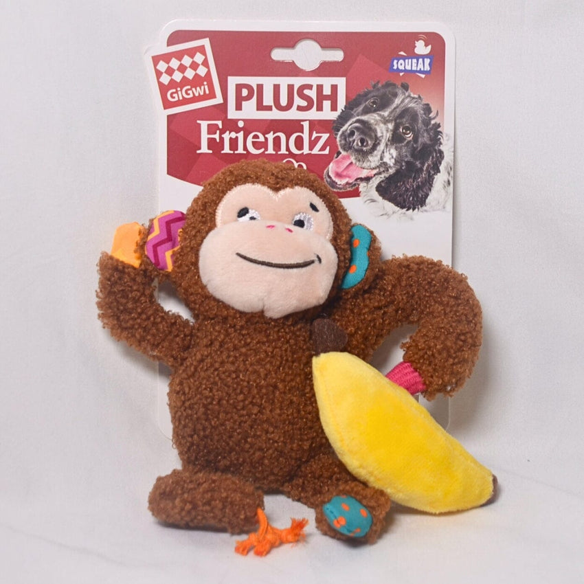 GIGWI 6796 Mainan Anjing Plush Friendz Monkey with squeaker and crinkle paper Dog Toy Tidak ada merek 