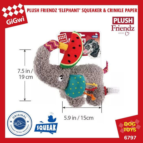 GIGWI 6797 Mainan Anjing Plush Friendz Elephant Squeaker Crinkle Paper no type Tidak ada merek 