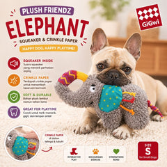 GIGWI 6797 Mainan Anjing Plush Friendz Elephant Squeaker Crinkle Paper no type Tidak ada merek 