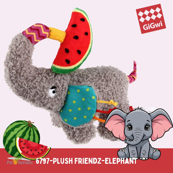 GIGWI 6797 Mainan Anjing Plush Friendz Elephant Squeaker Crinkle Paper no type Tidak ada merek 