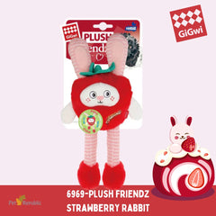 GIGWI 6969 Mainan Anjing Plush Friendz Strawberry Rabbit Dog Toy Tidak ada merek 