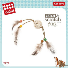 GIGWI 7273 Catch Scratch with Rattle Wood and Feather no type Gigwi 