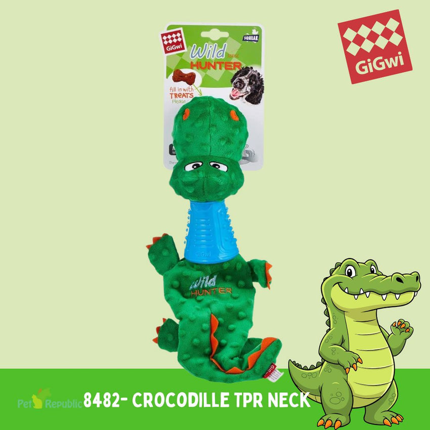 GIGWI 8482 Mainan Anjing Crocodile Plush Dog Toy With TPR Neck no type Tidak ada merek 