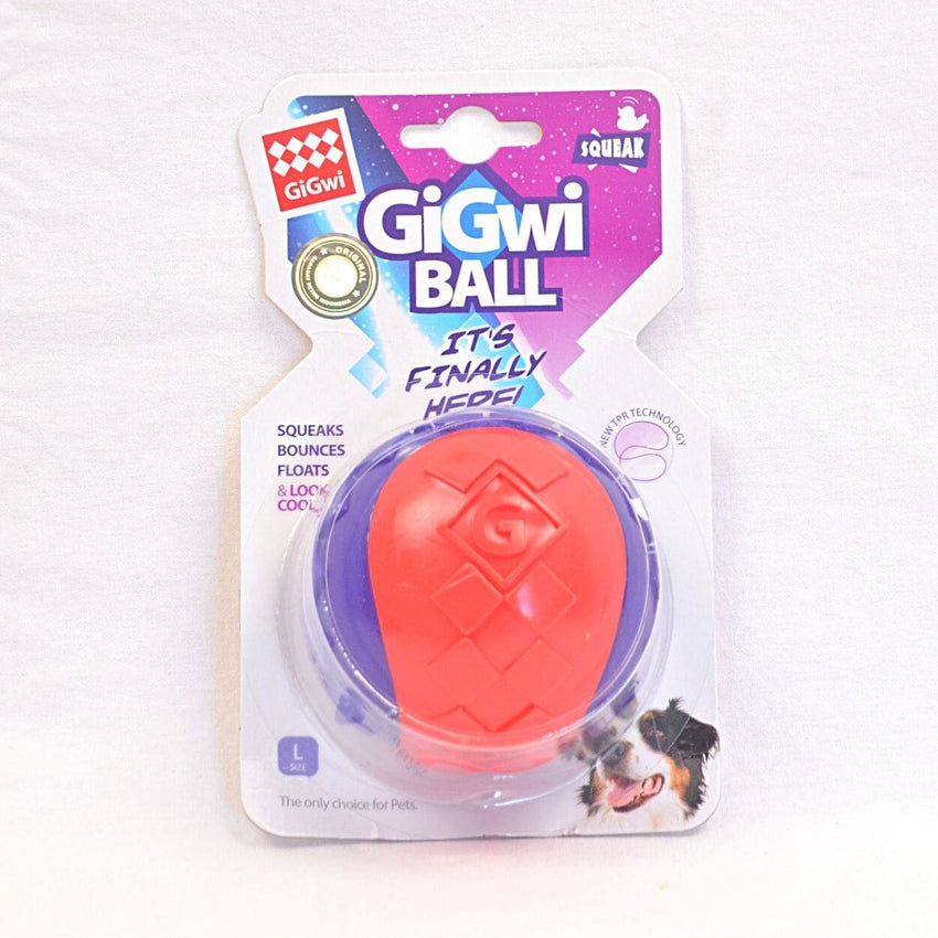 GIGWI Mainan Anjing Ball With Squeaker Solid Red Purple L Dog Toy Tidak ada merek 