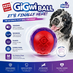 GIGWI Mainan Anjing BALL With Squeaker Solid Red Purple M no type Tidak ada merek 