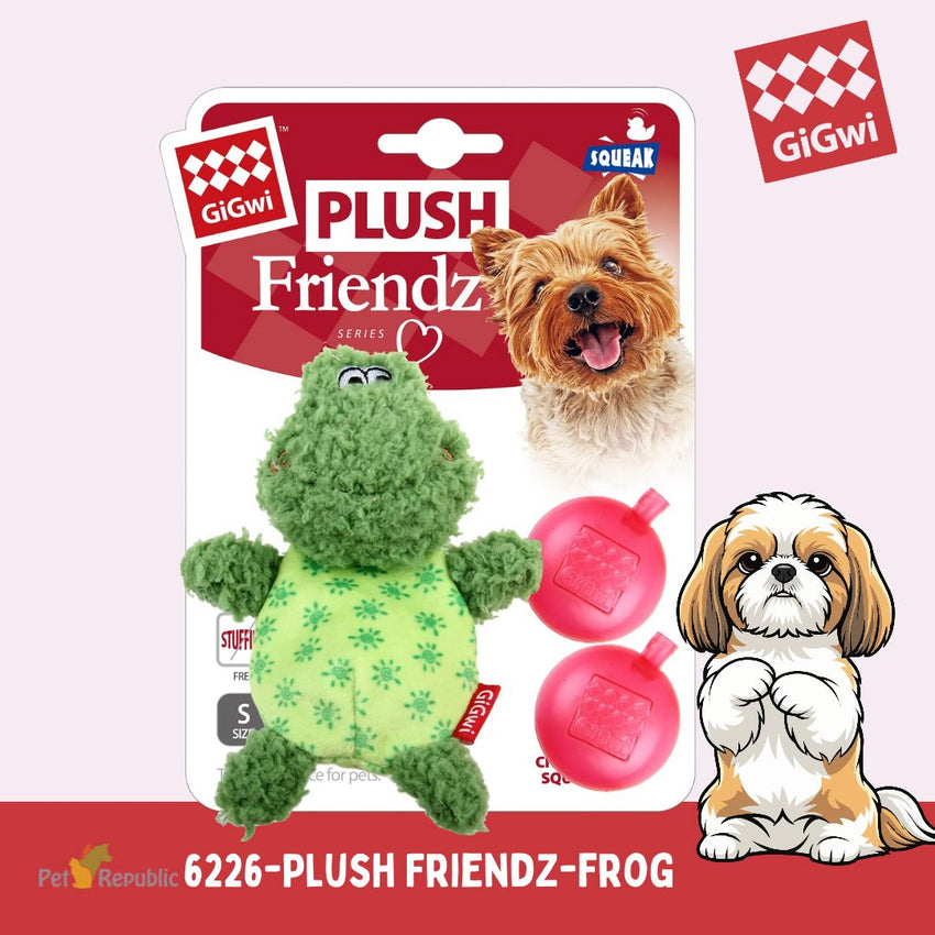 GIGWI Mainan Anjing FROG Plush Friendz with Refillable Squeaker 14cm no type Gigwi 
