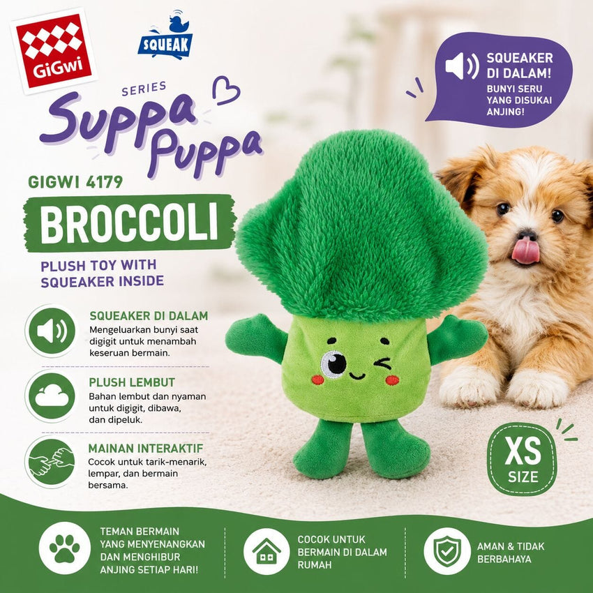 GIGWI Mainan Anjing Kecil 4179 Suppa Puppa Broccoli Dog Toy NoBrand 