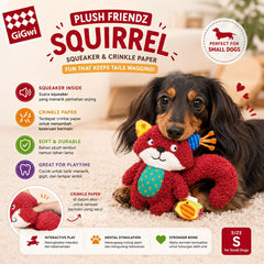 GIGWI Mainan Anjing Plush Friendz Squirrel Squeaker Crinkle Paper no type Tidak ada merek 