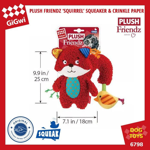 GIGWI Mainan Anjing Plush Friendz Squirrel Squeaker Crinkle Paper no type Tidak ada merek 