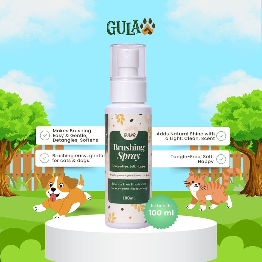 GULAPAWS Anti Bulu Kusut Anjing Kucing Brushing Spray 100ml Grooming Pet Care Gulapaws 