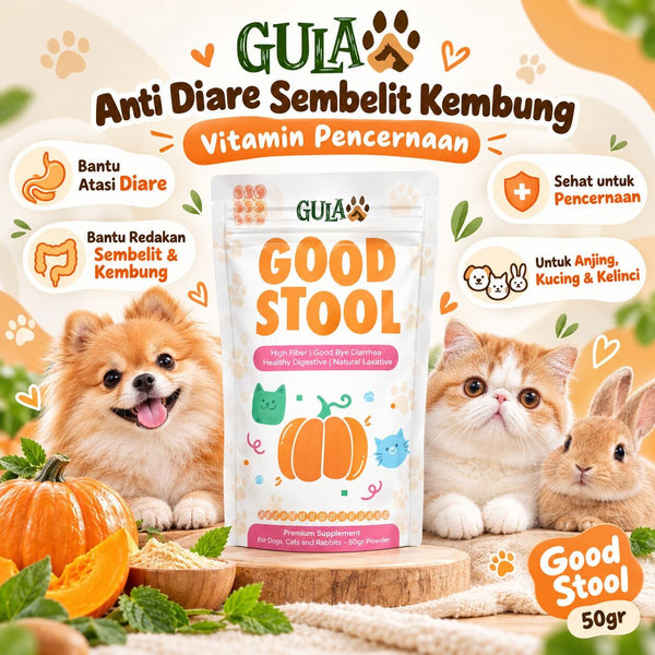 GULAPAWS Anti Diare Sembelit Kembung Anjing Kucing Vitamin Pencernaan Good Stool 50gr no type Tidak ada merek 