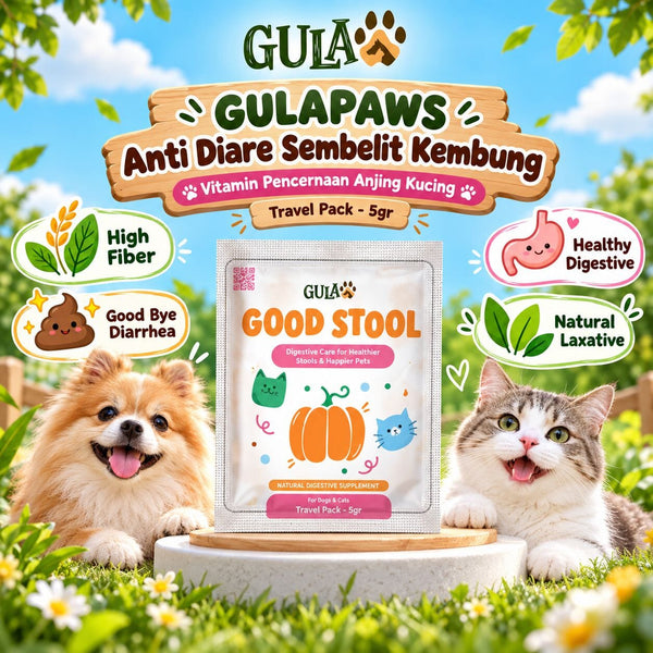 GULAPAWS Anti Diare Sembelit Kembung Anjing Kucing Vitamin Pencernaan Good Stool Travel Pack Pet Vitamin & Supplement Tidak ada merek 