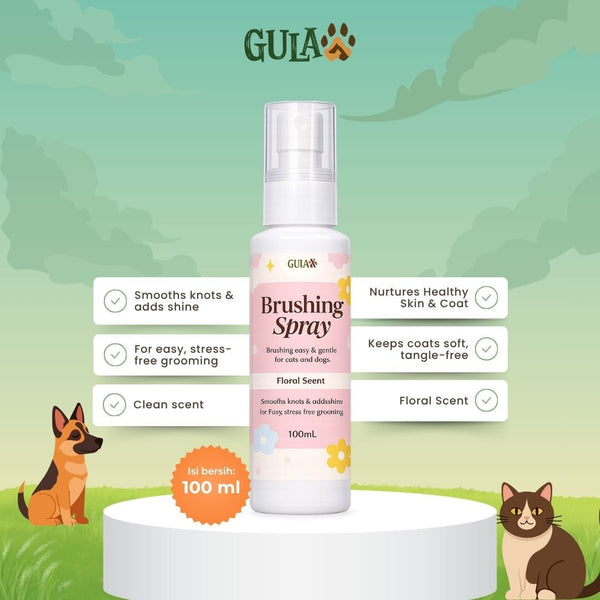 GULAPAWS Anti Kusut Kucing Anjing Brushing Spray Floral Scent 100ml Grooming Pet Care Tidak ada merek 